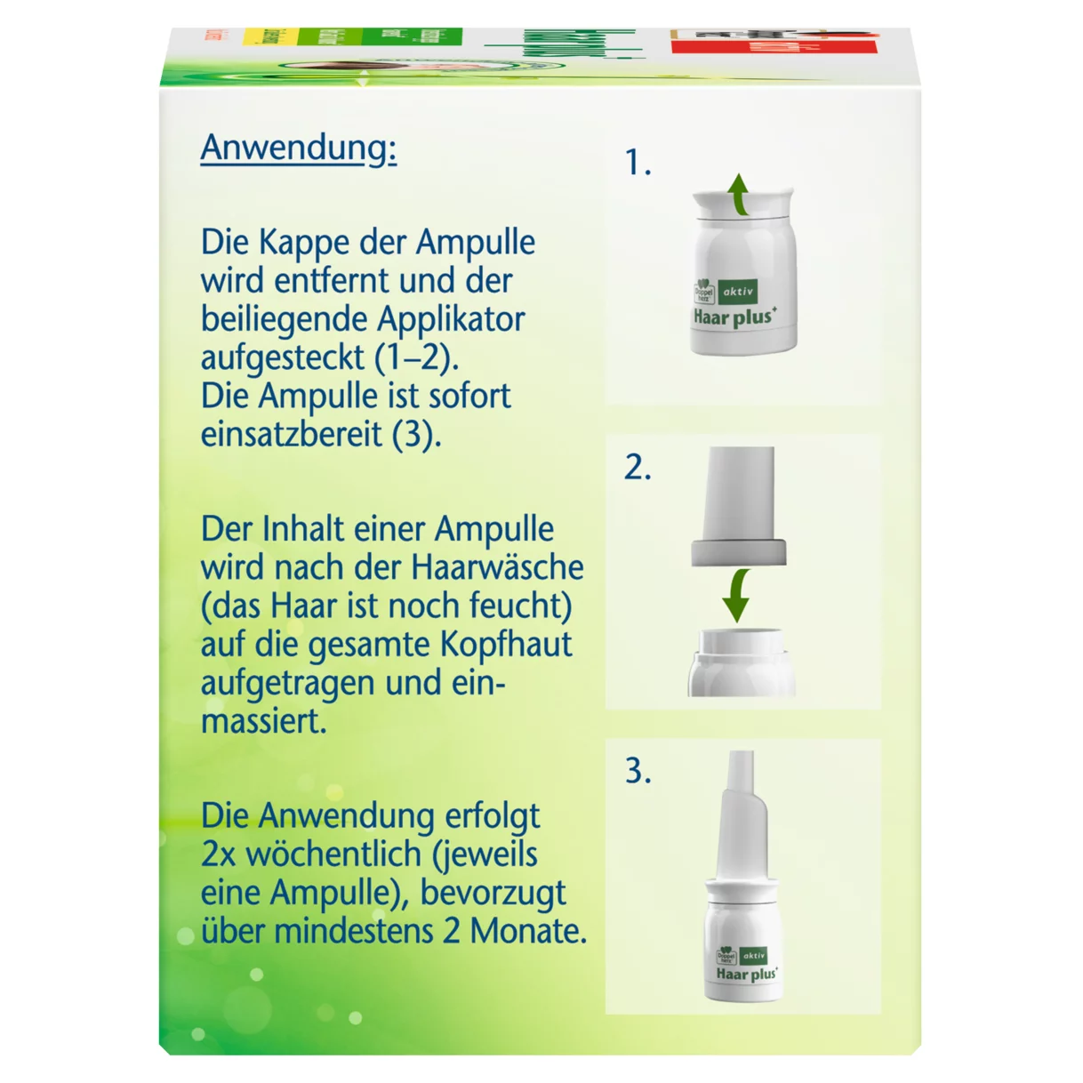 Abbildung der Produktverpackung Doppelherz aktiv Haar plus+ Seitenansicht rechts